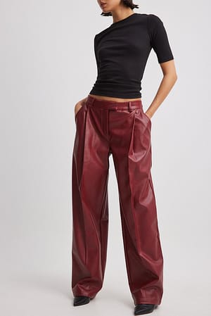 Pomegranate Straight Fit PU Trousers