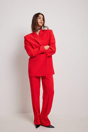 Red NA-KD Trend Straight Leg Suit Pants