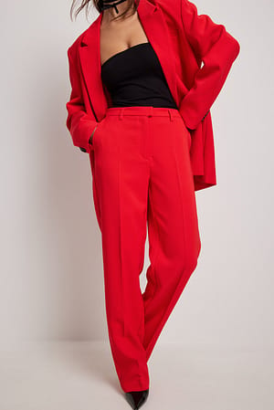 Red Recyklingowane spodnie od żakietu z prostą nogawką