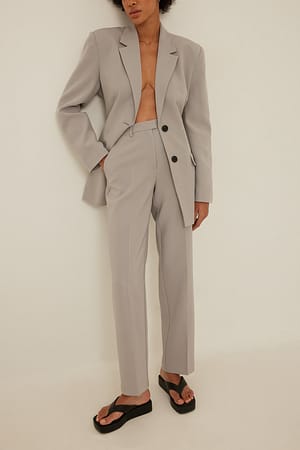 Grey Recycled Straight Leg Suit Pants