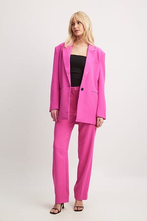 Hot Pink Återvunna kostymbyxor med raka ben