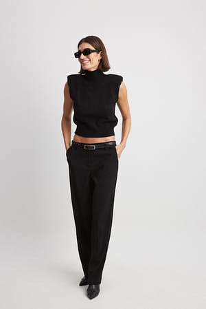 Straight Low Waist Suit Pants Outfit