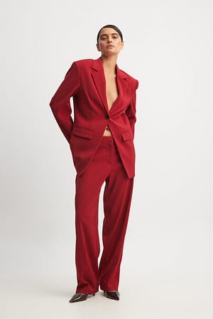 Raspberry Straight Low Waist Suit Pants