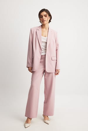 Dusty Pink Straight Low Waist Suit Pants