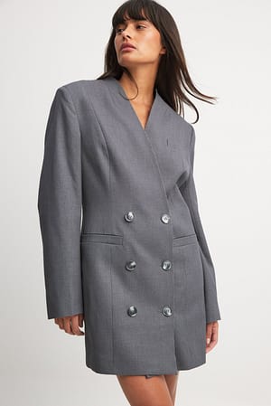 Grey Vestido blazer oversize de corte reto