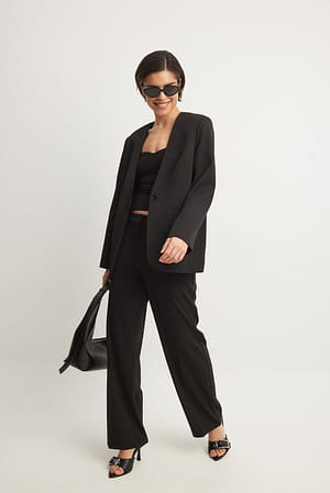Straight Oversized No Lapel Blazer Outfit