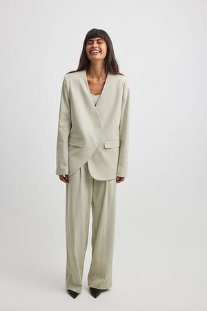 Greige Straight Suit Trousers