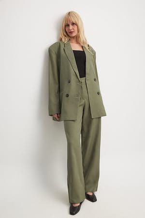 Moss Green Anzughose mit geradem Bein