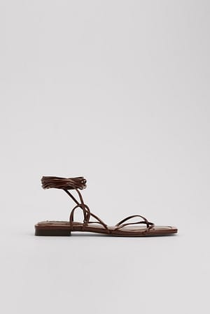 Chocolate Brown Strappy Calf Flats