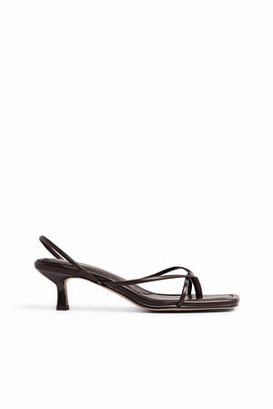 Brown Strappy Low Heel Sandals