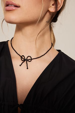 Black Schleifen-Halskette mit Strass