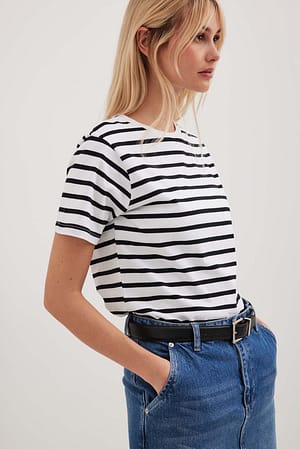 Striped Boxy T-Shirt Stripe | NA-KD