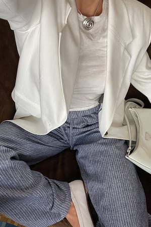 Stripe Pantalón de lino a rayas con cintura elástica