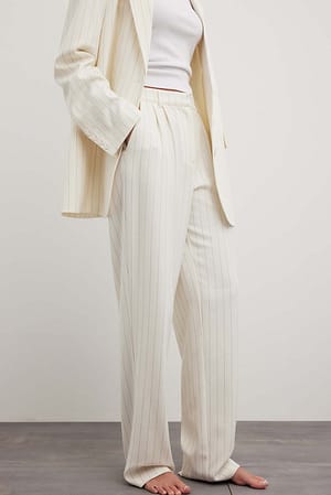 Striped High Waist Trousers Offwhite | NA-KD