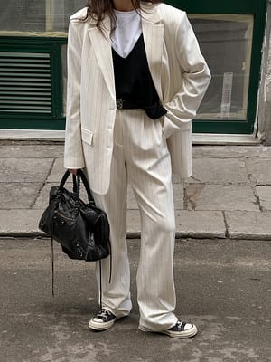 White Stripe Gestreepte broek met hoge taille