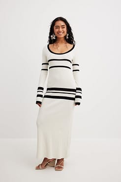 Striped Knitted Midi Dress Outfit