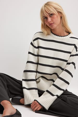 Black/White Gebreide sweater met strepen