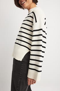 Stripe Knit Pullover Oversized Tee Dress