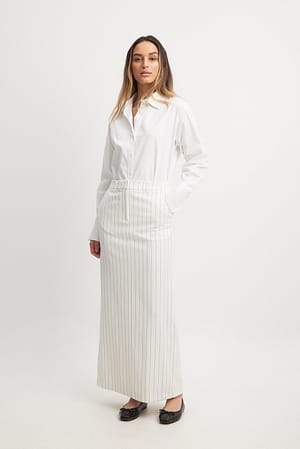 White/Black stripe Dopasowana spódnica maxi w paski