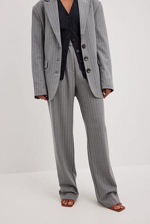Grey Stripe Raidalliset korkeavyötäröiset housut