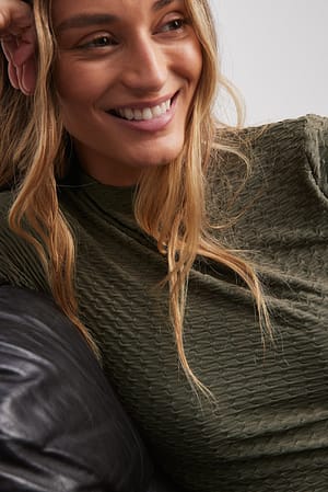 Olive Green Structure High Neck Top