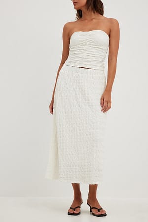 Structured A-line Midi Skirt Offwhite | NA-KD