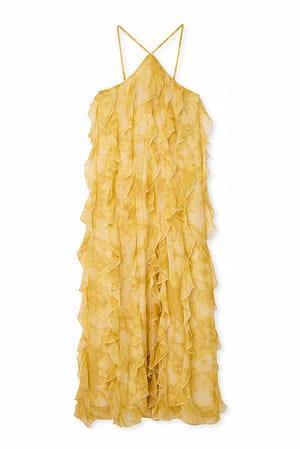 Solid Chiffon Ruffle Detail Dress