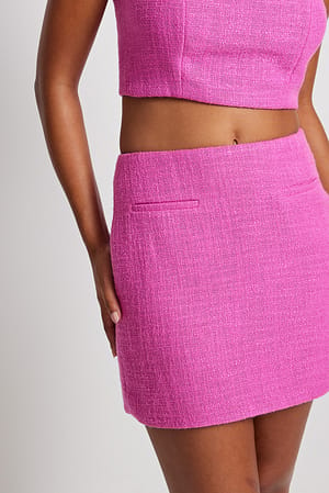 Pink Structured Detailed Mini Skirt