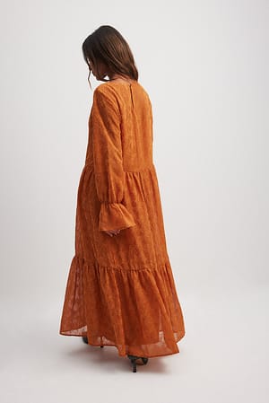 Structured Dot Flowy Dress Orange | NA-KD