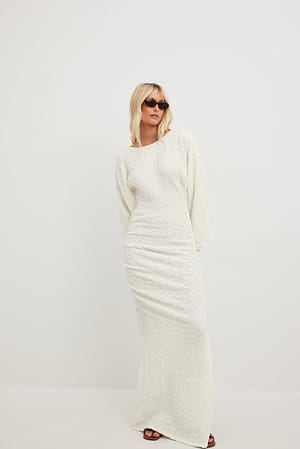 White Structured Drawstrings Maxi Dress