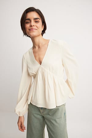 White Gestructureerde flowy blouse
