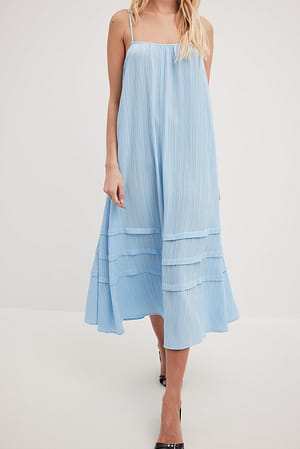 Light Blue Gestructureerde flowy midi-jurk