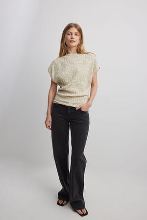 Structured Funnel Neck Top Outfit
