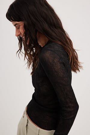 Black Structured Long Sleeve Top