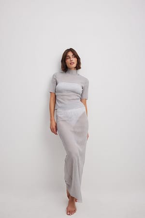 Light Grey Structured Maxi Skirt