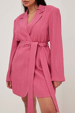 Pink Gestructureerde mini-blazerjurk met overslag