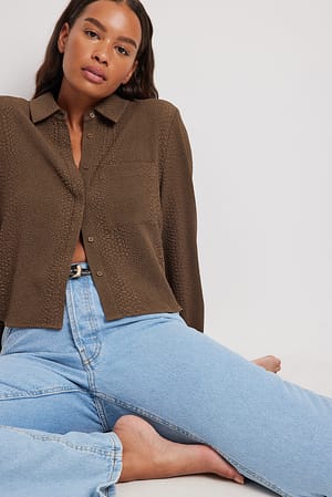 Brown Structured Pocket Long Sleeve Shirt