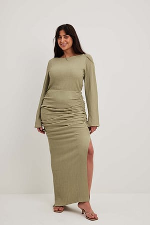 Light Green Structured Ruched Maxi Dress
