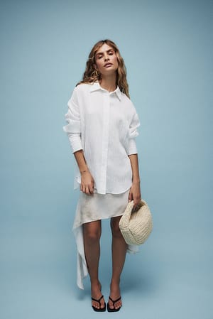 White Teksturowana koszula
