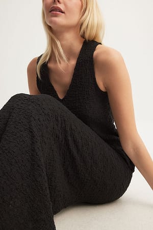Black Structured Sleeveless Top