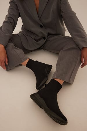Black Structured Sock Trainers