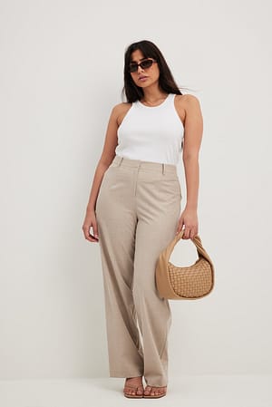 Structured Straight Leg Mid Waist Pants Outfit