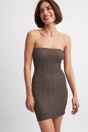 Brown Structured Tube Dress