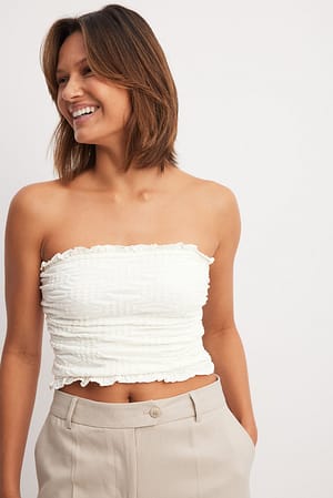 White Structured Tube Top
