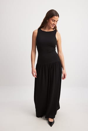 Black Strukturerad klänning med volym