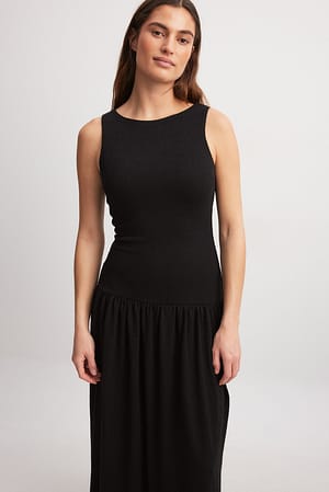Black Strukturalna obszerna sukienka