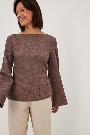 Plum Structured Wide Sleeve Blouse