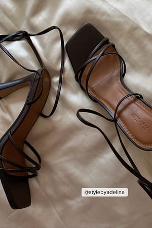 Brown Squared Toe Strappy Heels