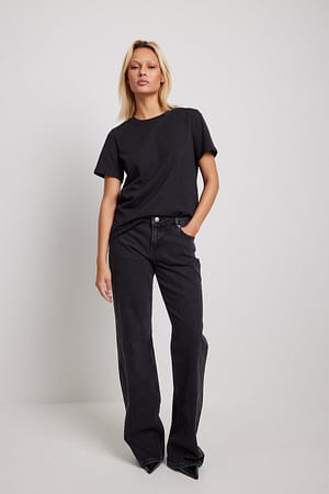Washed Black Jean taille basse