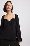 Red Sleeveless Sweetheart Neckline Blouse with Back Closure